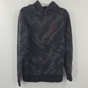 Jordan Boys Black and Dark Gray Patterned Hoodie
